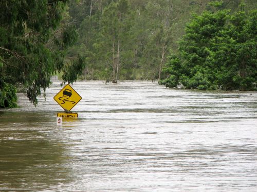 street sign flooded